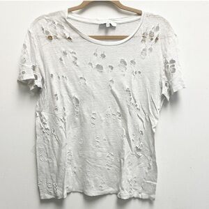 Iro white hole distressed tee